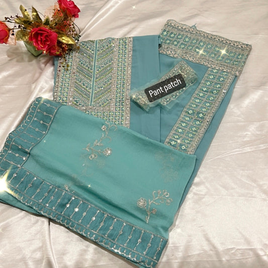 SABA BLUE GEORGETTE EMBROIDERY SUIT 5250