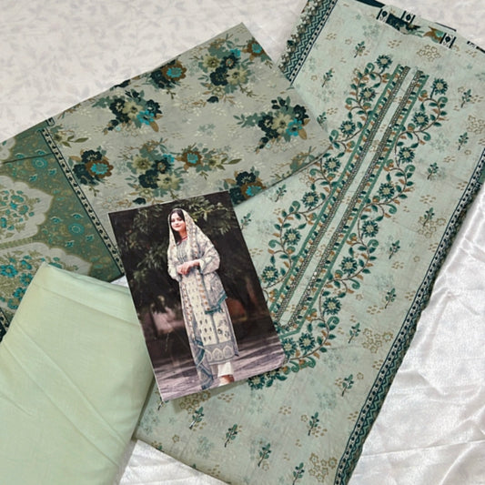 HARSHA PISTA GREEN  COTTON EMBROIDERY SUIT